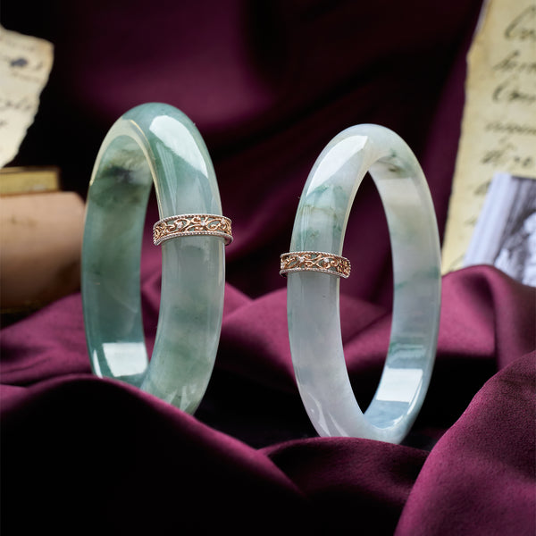 No. 4 Georgian Filigree Bangle - Mossed Meadow (18KT)