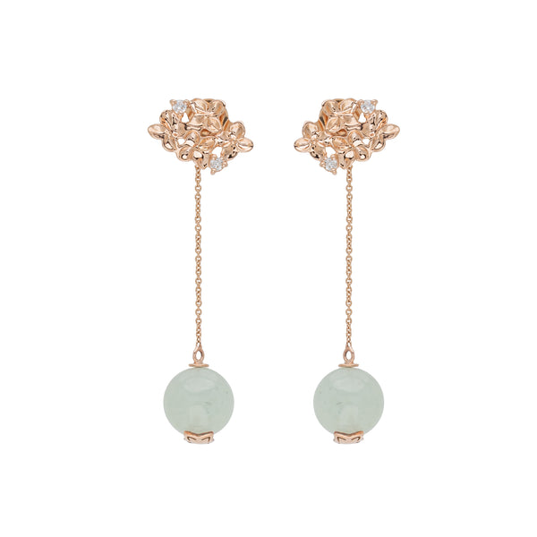 Hydrangea Jade Convertible Drop Earrings 18KT